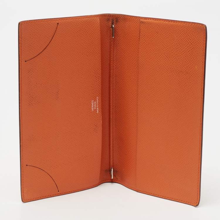 Pre Owned Hermes Orange Epsom Leather Vision II Simple Agenda Cover
