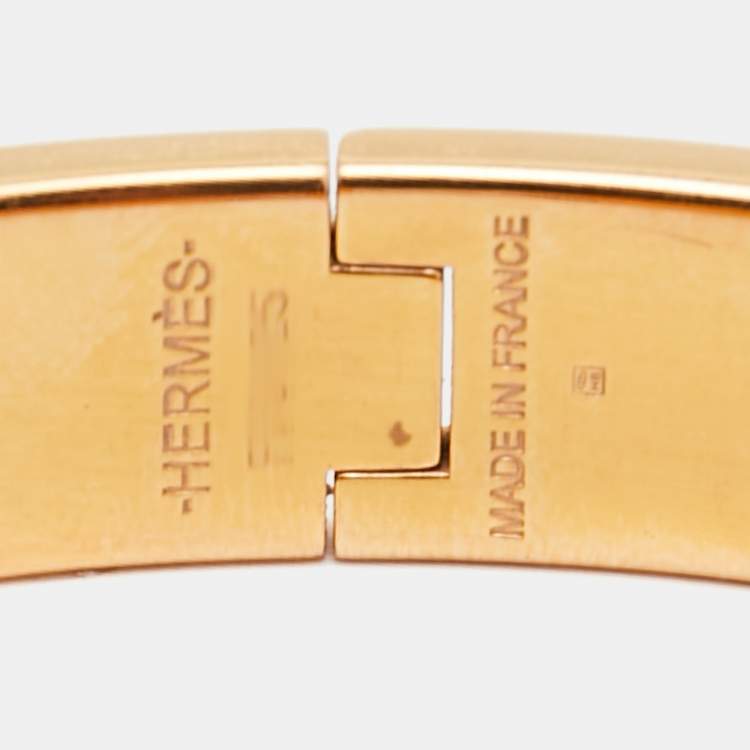 Pre Owned Hermes Clic H Enamel Gold Plated Narrow Bracelet