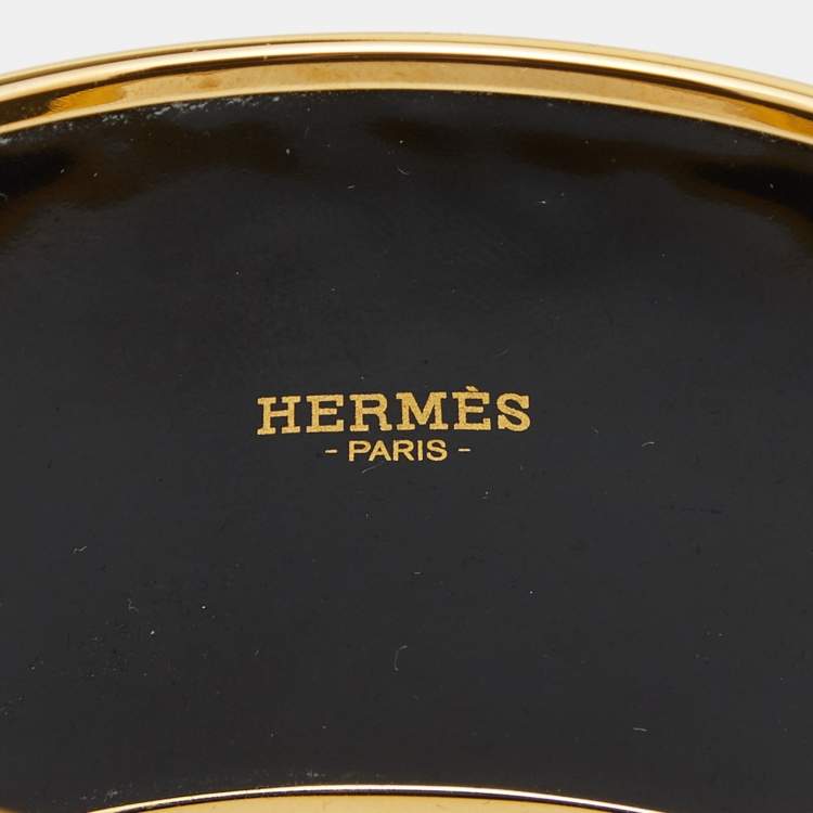 Pre Owned Hermès Orange Enamel Tatersale Extra Wide Bangle Bracelet