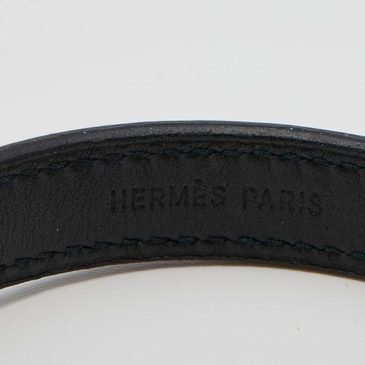 Pre Owned Hermès Black Leather Interchangeable Looping Wrap Bracelet