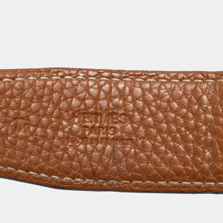 Pre Owned Hermes Gold/Black Box and Clemence Leather Mirage Reversible Belt 85CM