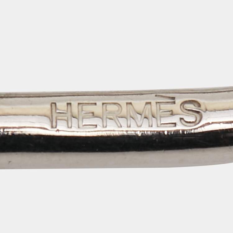Pre Owned Hermes Cadena Heart Silver Tone Lock Bag Charm