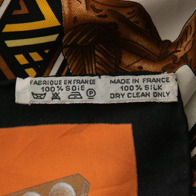 Pre Owned Hermes Orange  L'or Des Chefs Silk Scarf
