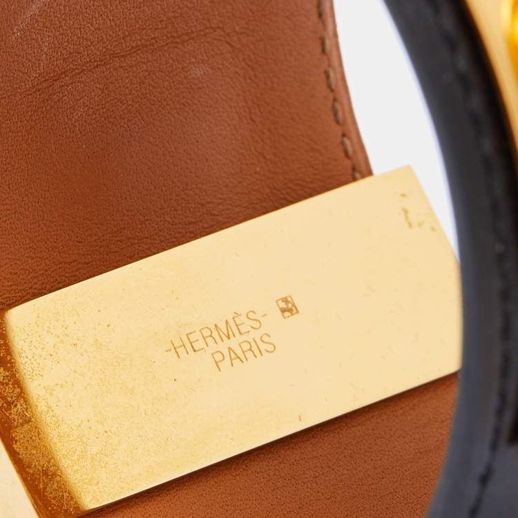 Pre Owned Hermès Black Leather Collier de Chien Cuff Bracelet S