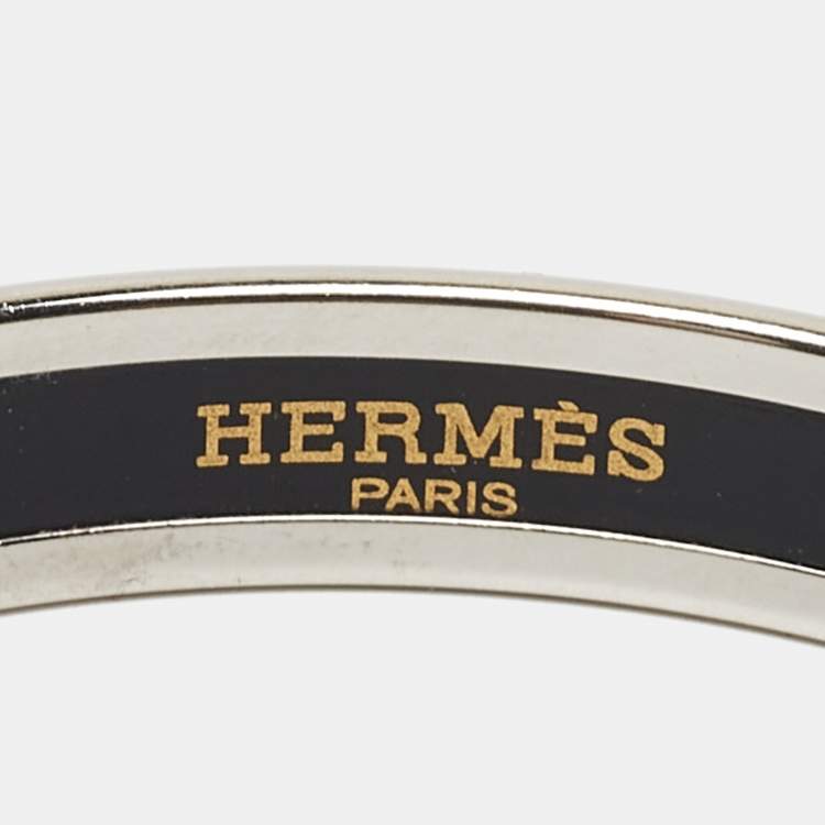 Pre Owned  Hermès 'Confettis D'Ex Libris' Enamel Palladium Plated Bangle Bracelet