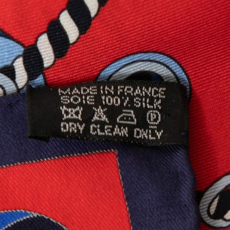 Pre Owned Hermes Vintage Red Cordages Silk Square Scarf