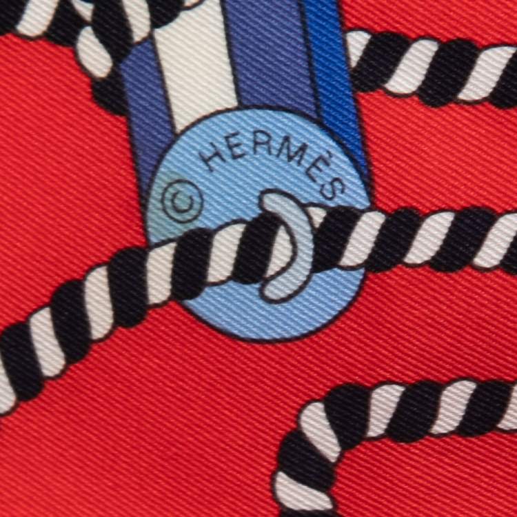 Pre Owned Hermes Vintage Red Cordages Silk Square Scarf