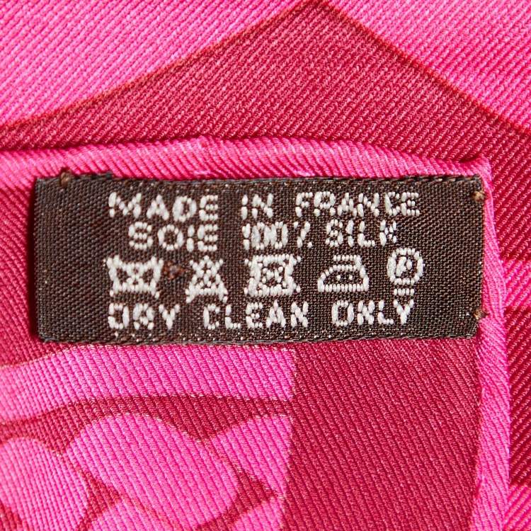 Pre Owned Hermes Pink Printed Silk Square Scarf
