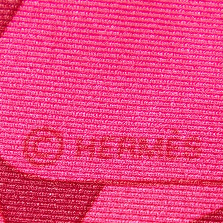 Pre Owned Hermes Pink Printed Silk Square Scarf
