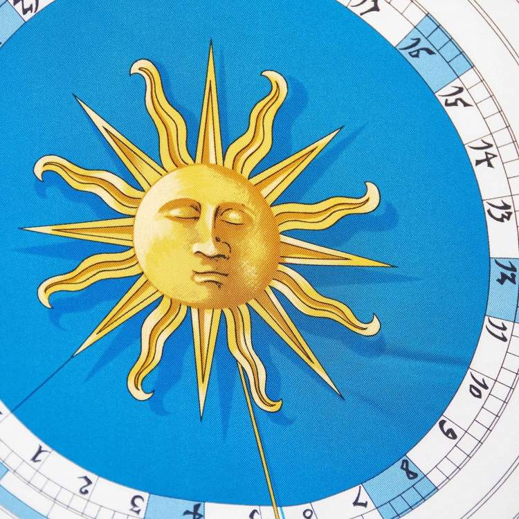Pre Owned Hermes Blue Astrologie Printed Silk Square Scarf 