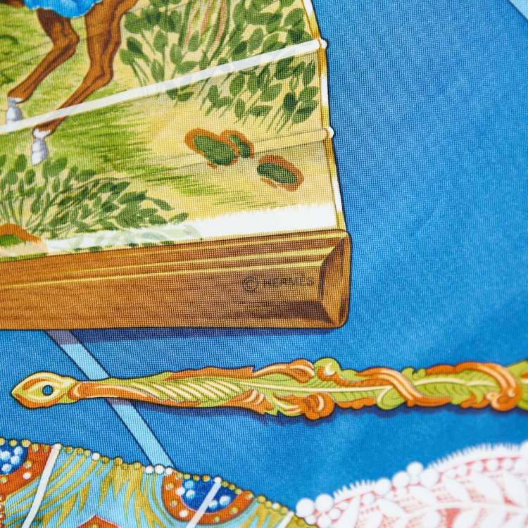 Pre Owned Hermes Blue Brise De Charme Printed Silk Square Scarf