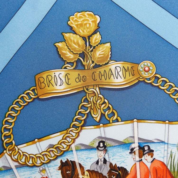 Pre Owned Hermes Blue Brise De Charme Printed Silk Square Scarf