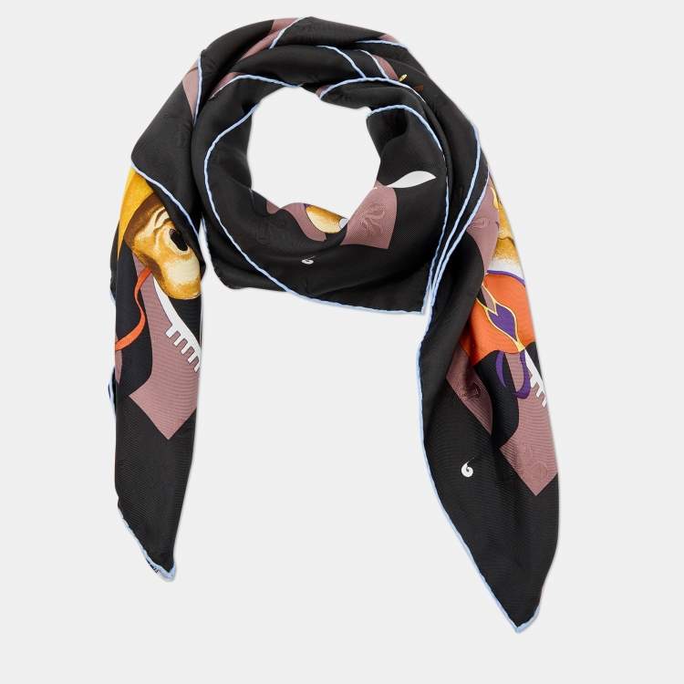 Pre Owned Hermes Multicolor Le Carnaval de Denise Printed Silk Square Scarf