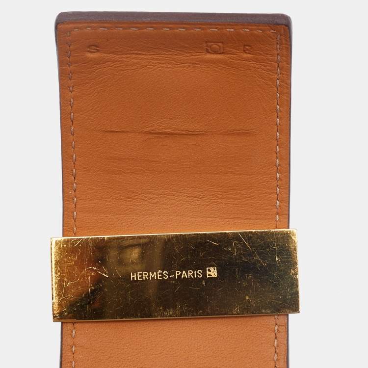 Pre Owned Hermès Red Leather Collier de Chien Cuff Bracelet S