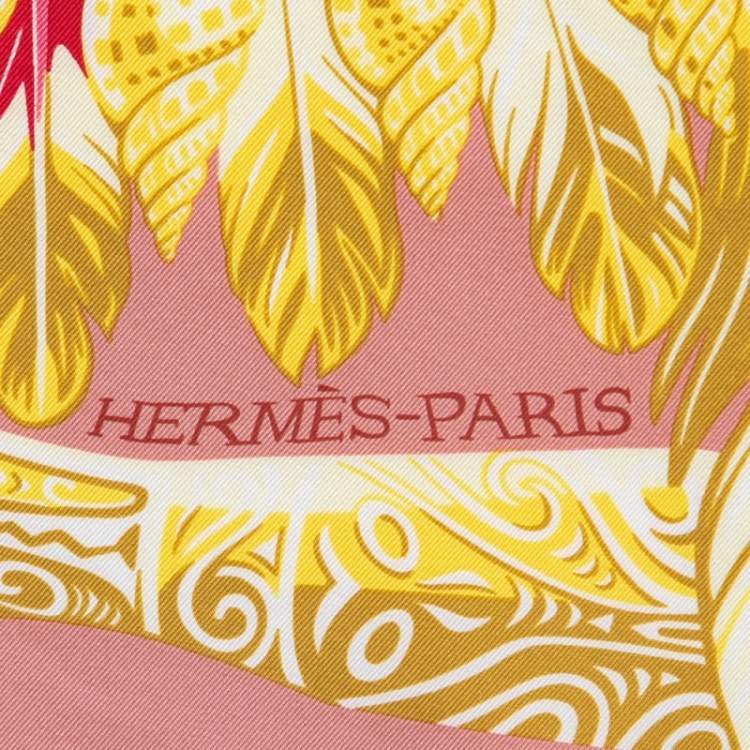Pre Owned Hermès Salmon Pink Danse Pacifique Silk Scarf