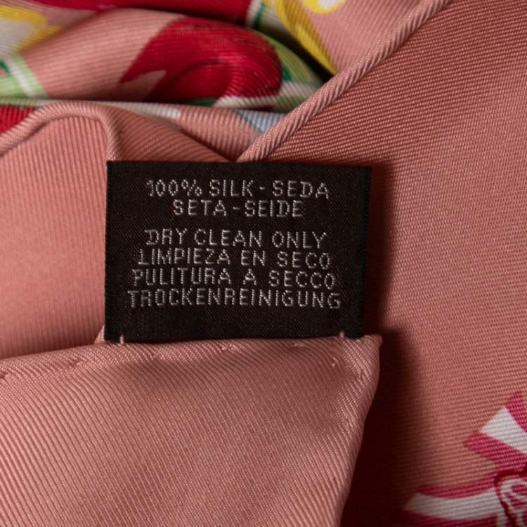 Pre Owned Hermès Salmon Pink Danse Pacifique Silk Scarf