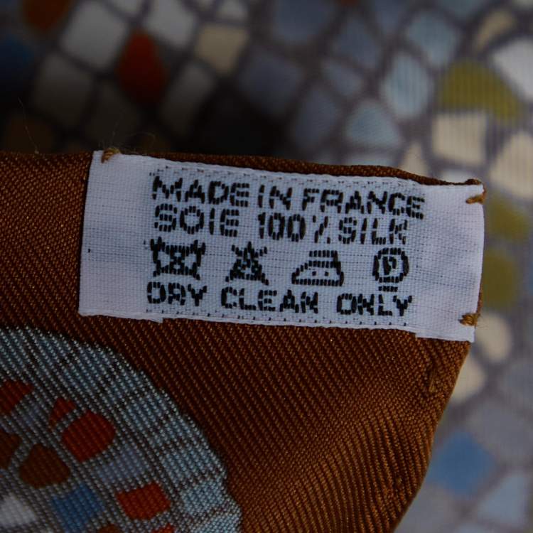 Pre Owned Hermes Brown Sous Le Cedre Printed Silk Square Scarf