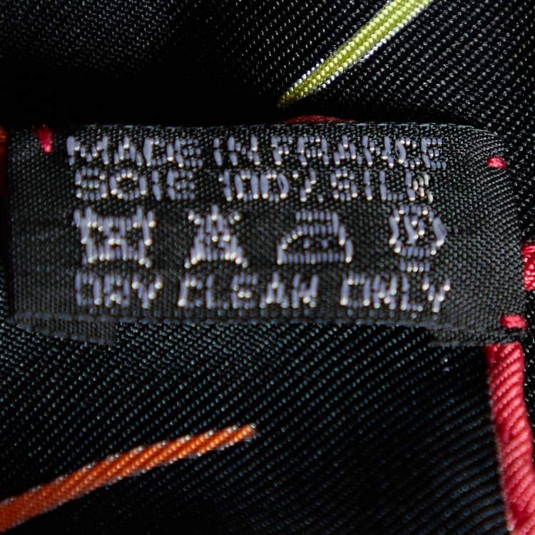 Pre Owned Hermes Black Pluie D'Etincelles Printed Silk Square Scarf