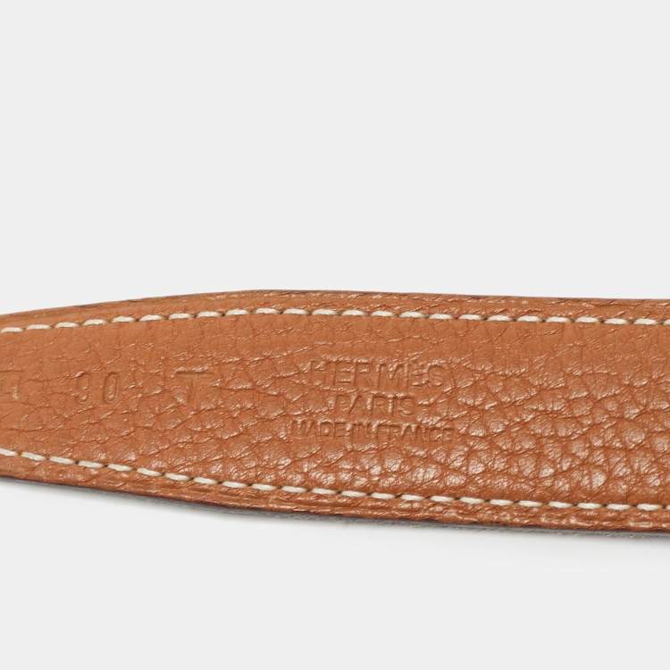 Pre Owned Hermes Black/Gold Togo and Box Leather Constance Reversible Belt 90CM