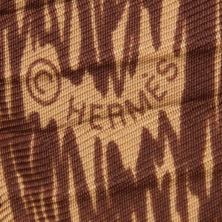 Pre Owned Hermes Brown Printed Silk Plisse Scarf