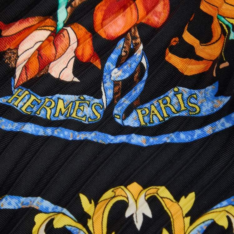 Pre Owned Hermes Multicolor Pierre D'Orient et D'occident Printed Silk Plisse Scarf