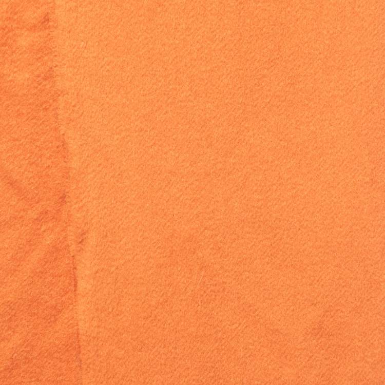 مملوكة مسبقًا Hermes Vintage Orange Cashmere Wool Fringe Stole