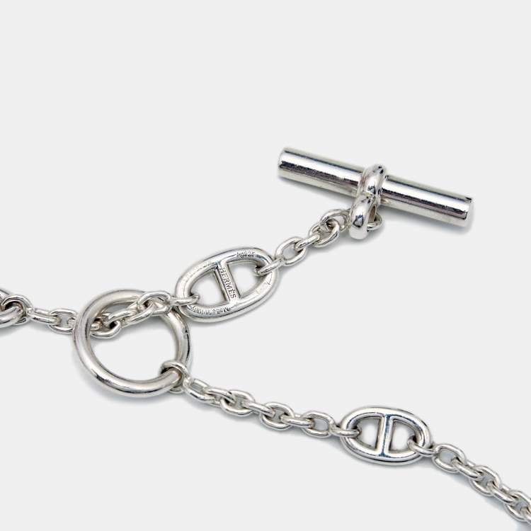Pre Owned Hermes Farandole Sterling Silver Long Toggle Necklace
