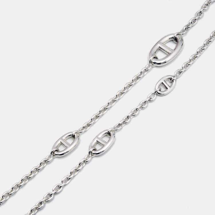 Pre Owned Hermes Farandole Sterling Silver Long Toggle Necklace