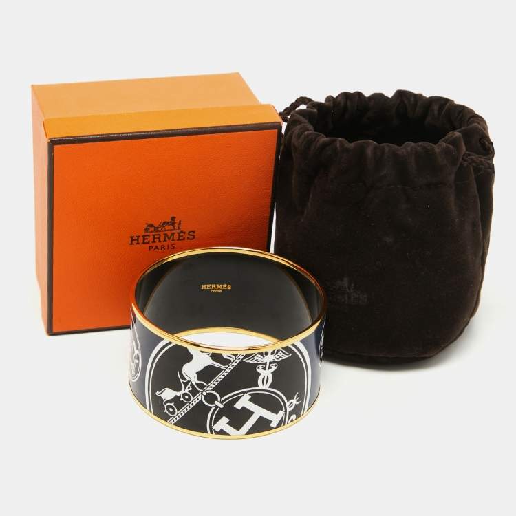 Pre Owned Hermes Confettis d'Ex Libris Enamel Extra Wide Bracelet