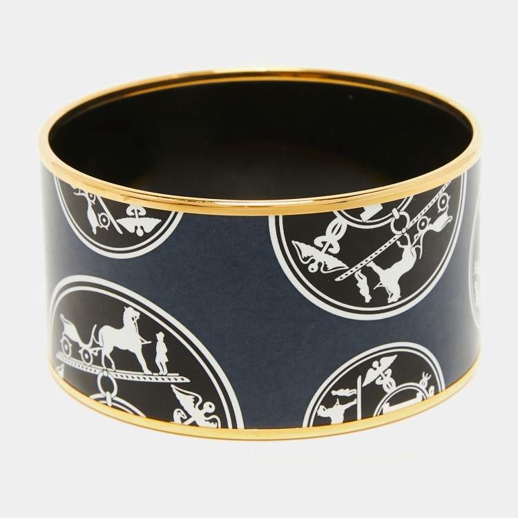 Pre Owned Hermes Confettis d'Ex Libris Enamel Extra Wide Bracelet