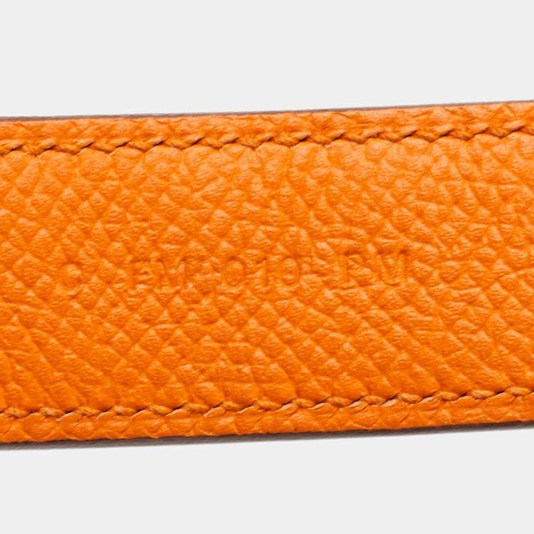 Pre Owned Hermes Apricot/Rose Azalee/Gold Epsom Leather Tressage De Cuir Bag Strap