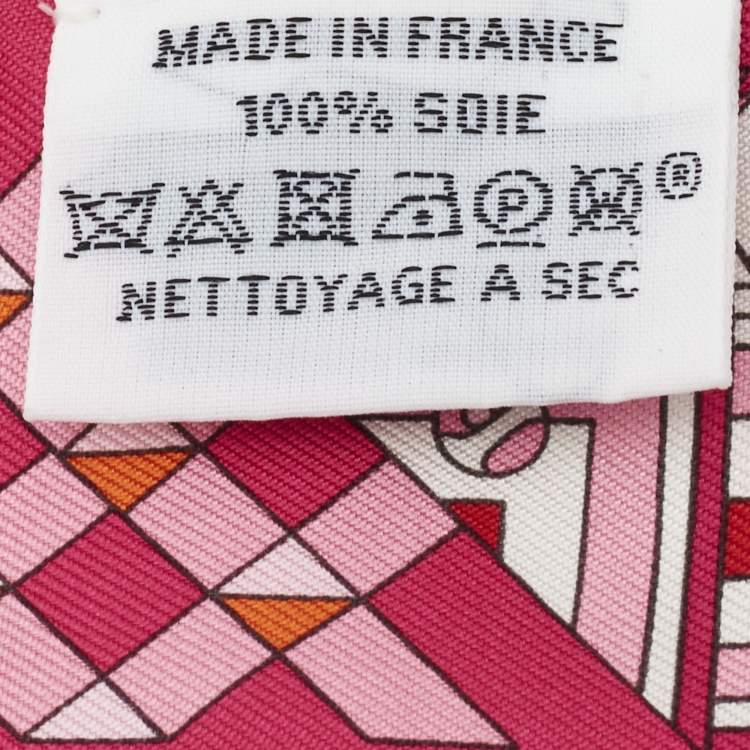 Pre Owned Hermes Rose Pink De l'Ombrelle Aux Duels Silk Twilly Scarf 