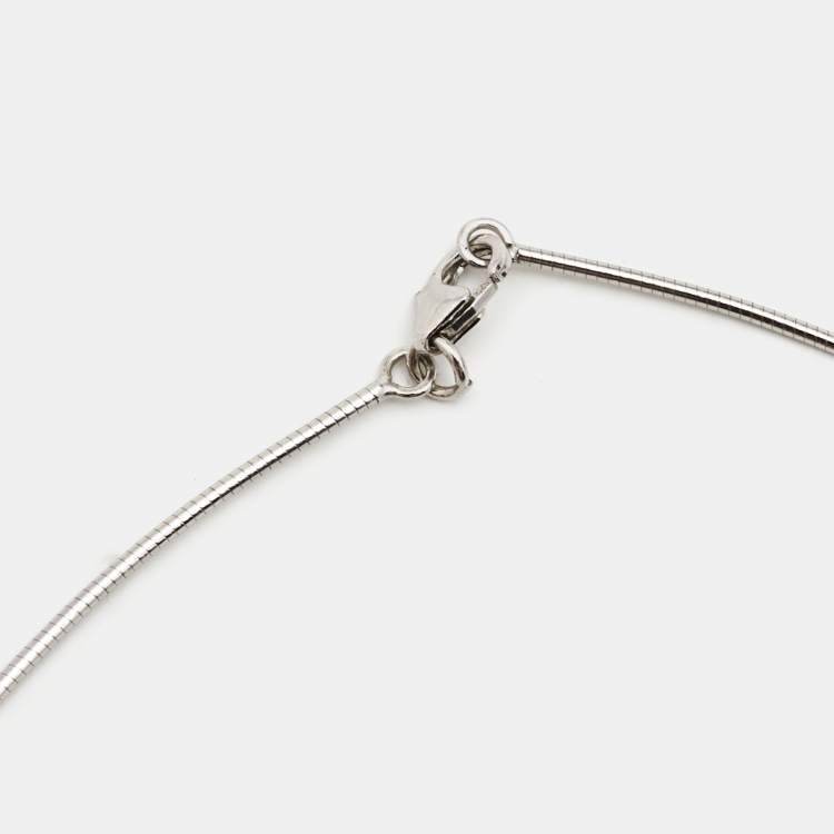 Pre Owned Hermes Silver/Pink Enamel Cage d'H Cube Pendant Necklace