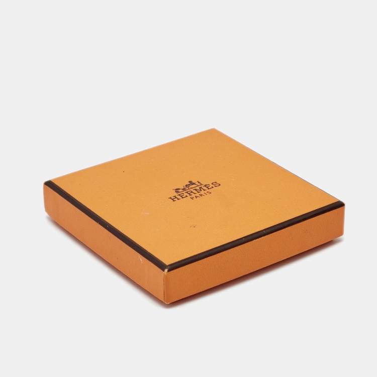 Pre Owned Hermes Clic H White Enamel Gold Plated Narrow Bracelet