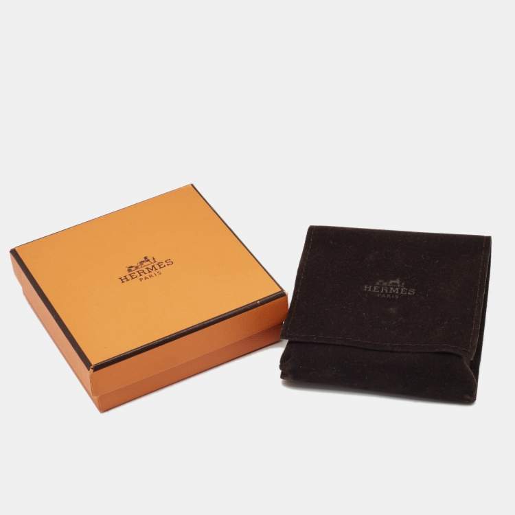 Pre Owned Hermès Clic Clac H Marron Glace Enamel Gold Plated Wide Bracelet