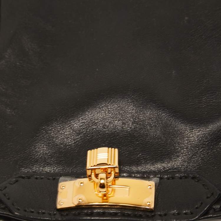 Pre Owned Hermes Black Lambskin Leather Soya Gloves 9