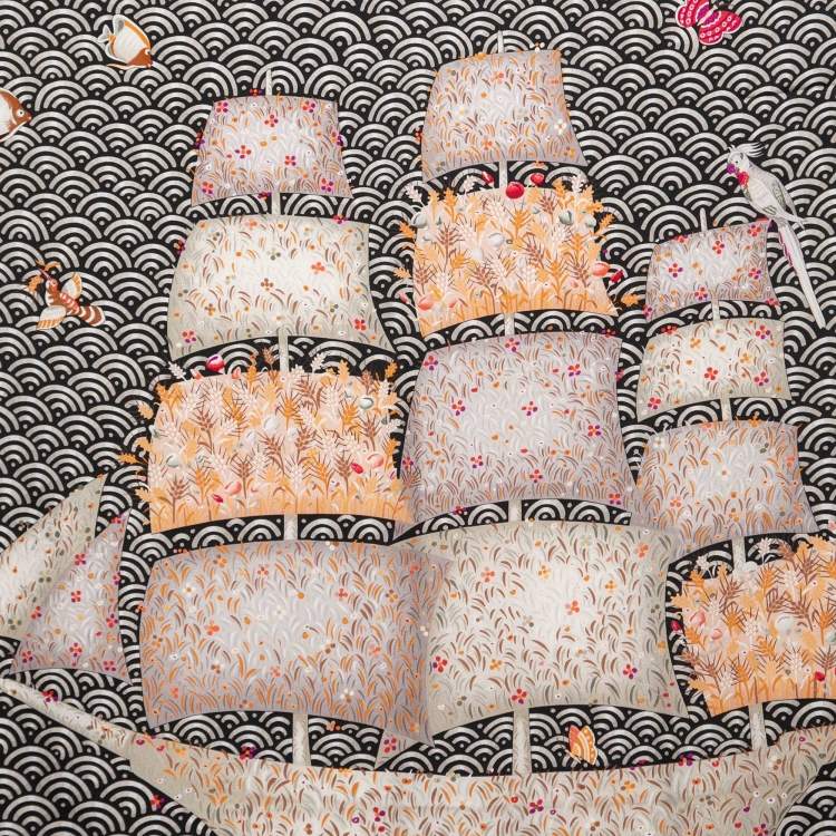 Pre Owned Hermes Multicolor Bateau Fleuri Silk Square Scarf