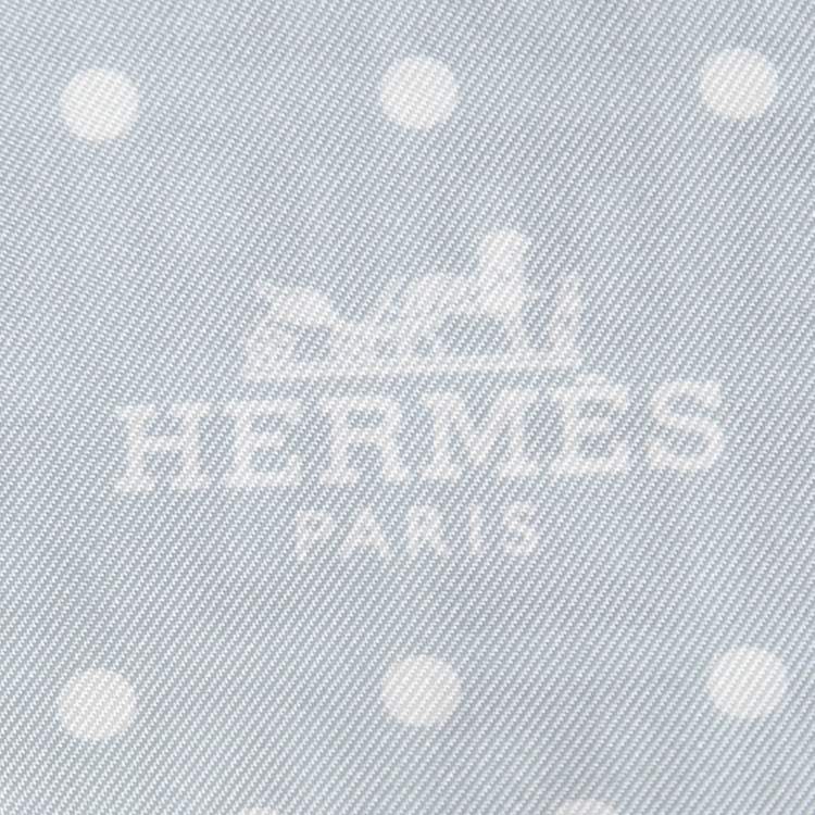 Pre Owned Hermes Grey/Menthol Cut Lettres Et Pois Silk Maxi Twilly 