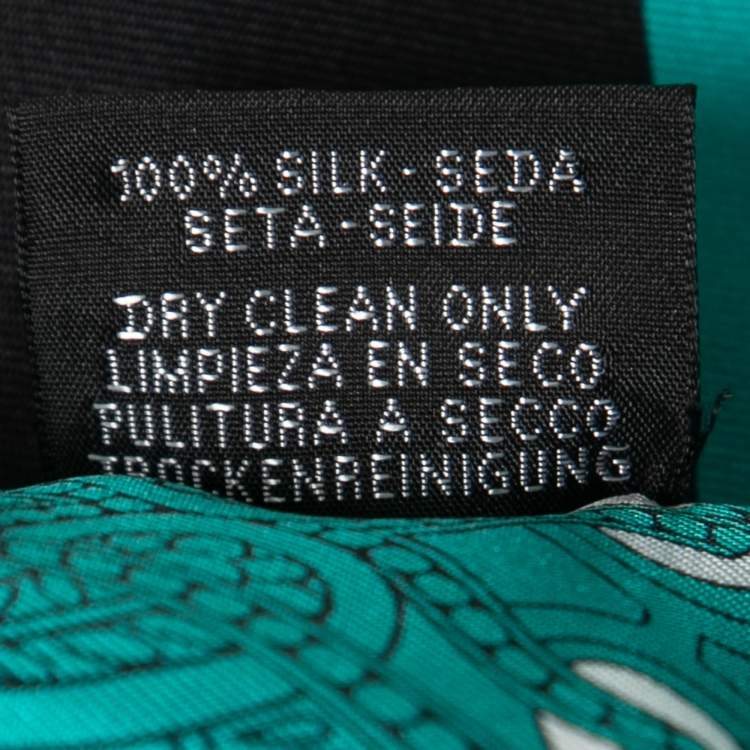 Pre Owned Hermès Green Cachemire Et Rayure Silk Maxi Twilly Cut