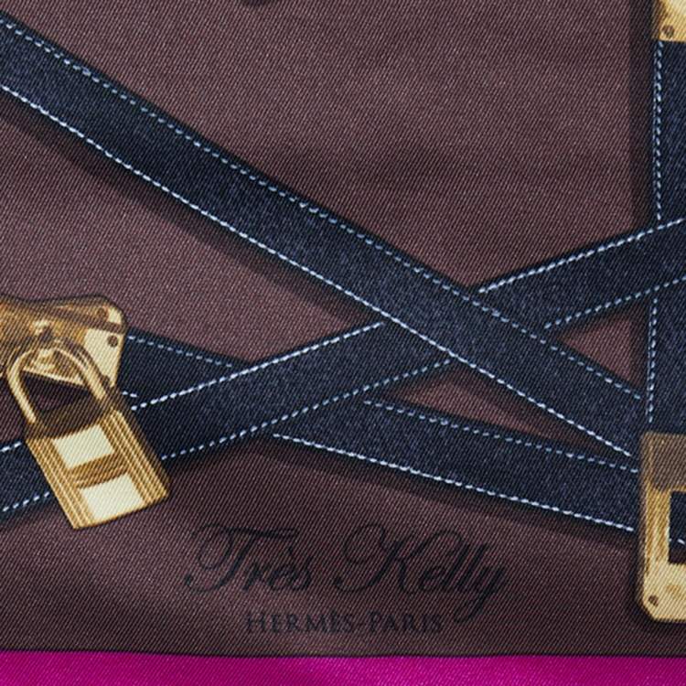 Pre Owned Hermes Brown Tres Kelly Printed Silk Square Scarf