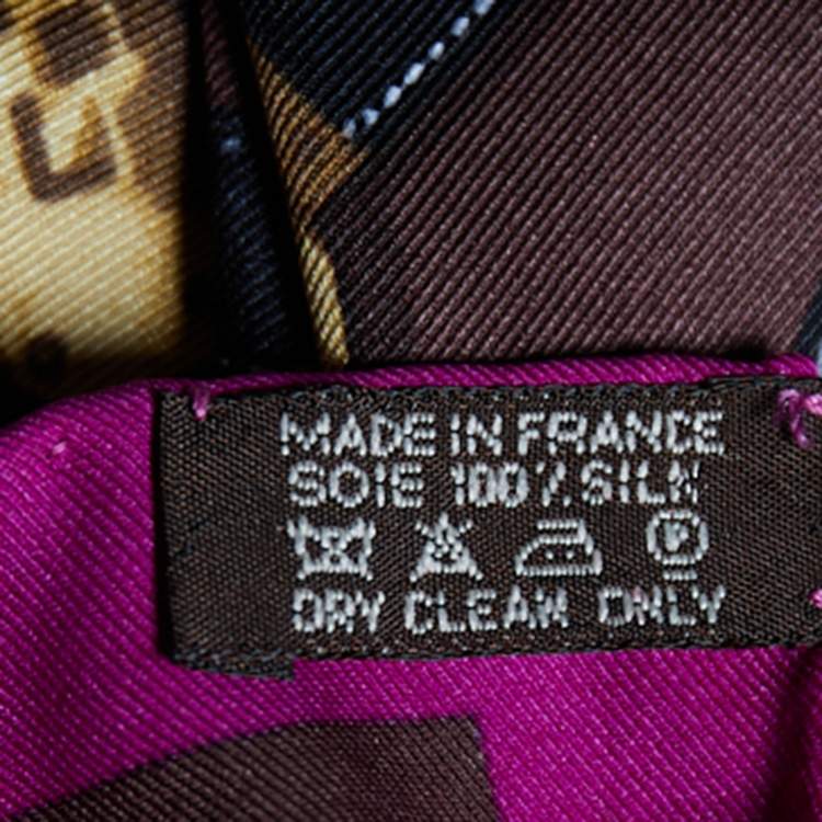 Pre Owned Hermes Brown Tres Kelly Printed Silk Square Scarf