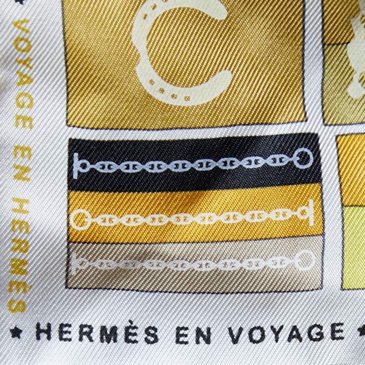 مملوكة مسبقًا Hermes Yellow En Voyage Printed Silk Square Scarf
