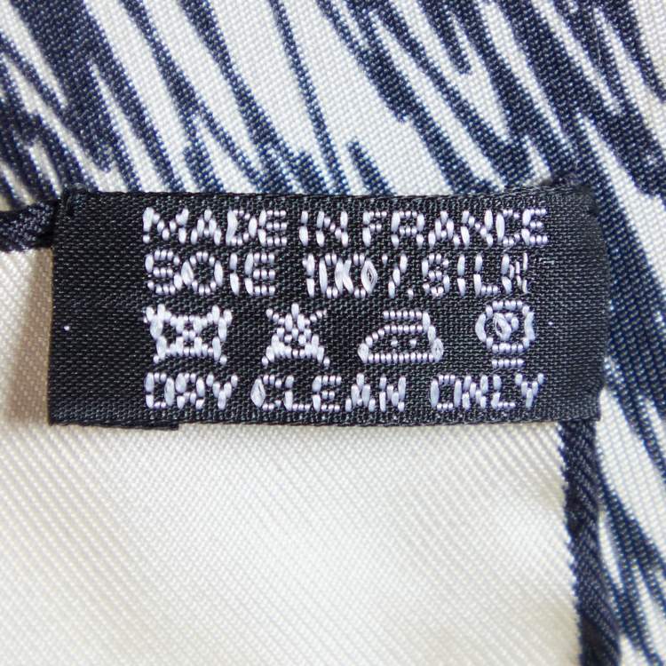 Pre Owned Hermes Cream Scribble Printed Silk Square Scarf