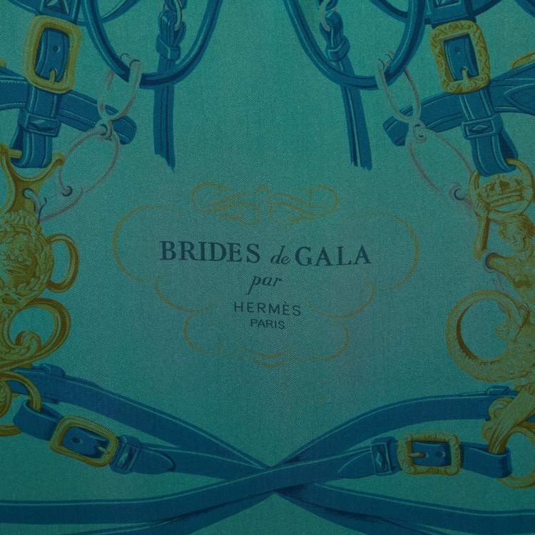 Pre Owned Hermes Green Brides Et Gala Printed Silk Dip Dye Scarf