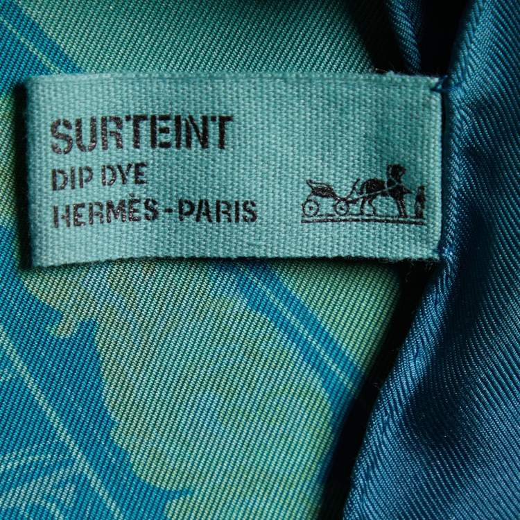 Pre Owned Hermes Green Brides Et Gala Printed Silk Dip Dye Scarf
