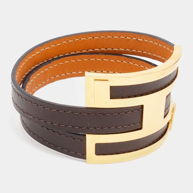 Hermes Hook Palladium Leather Bracelet | Hermes | Buy at TrueFacet