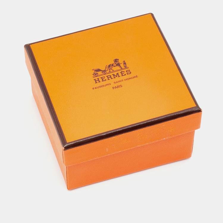 Pre Owned Hermes Pousse Pousse Brown Leather Gold Plated Bracelet