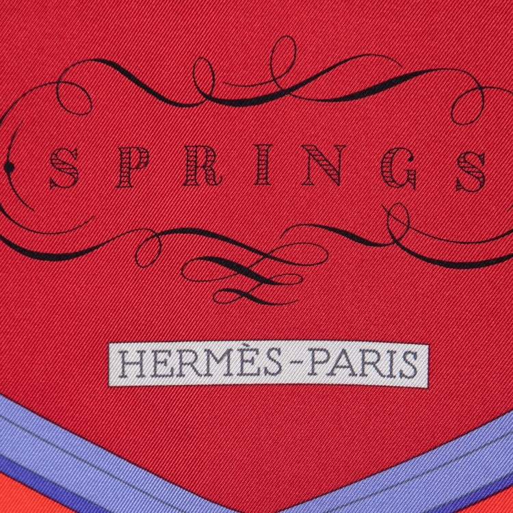 Pre Owned Hermes Red & Maroon Springs Silk Square Scarf