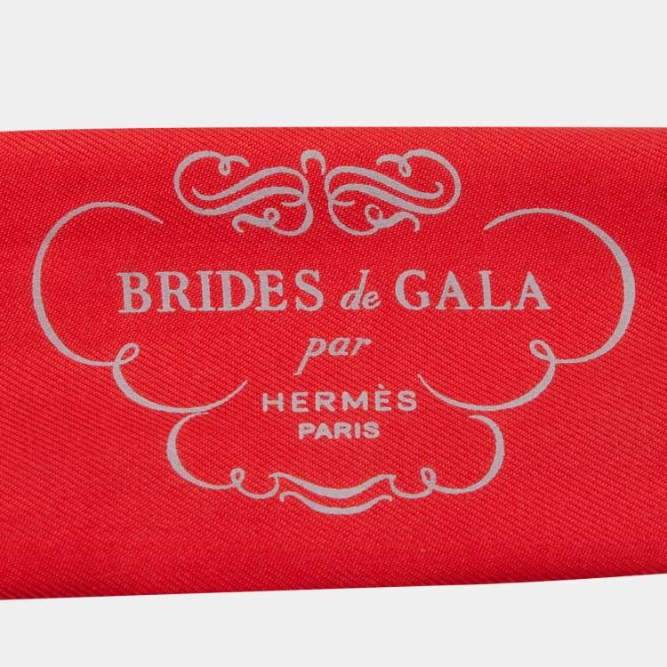 Pre Owned Hermes Red Printed Silk Twilly