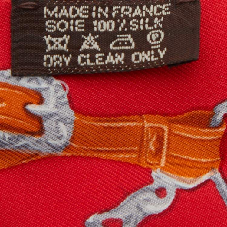 Pre Owned Hermes Red Printed Silk Twilly